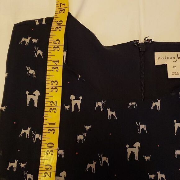 MAISON JULES  Navy Dog Print Flowy Midi Dress sz 12 - Picture 11 of 11